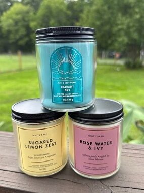 Bath & Body Works Single Wick 3-Candle Bundle 7 oz New Fresh and Floral Scents